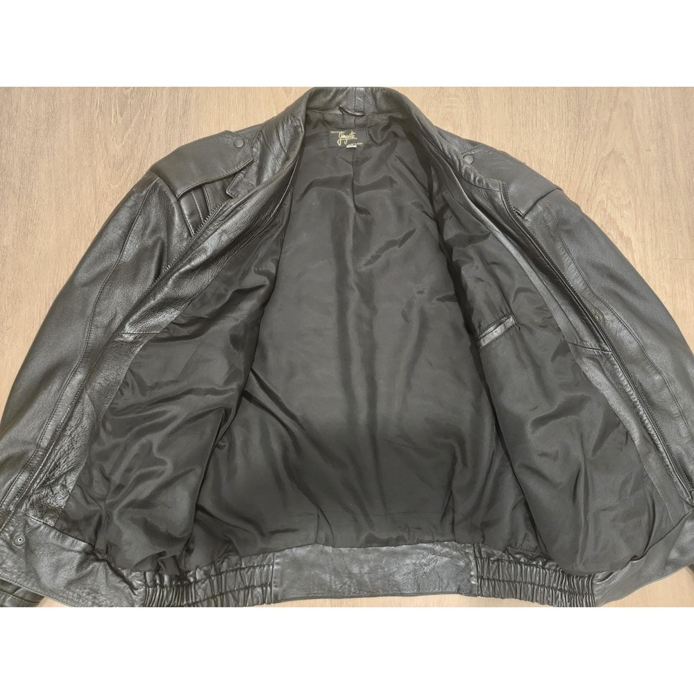 Vintage Gingette Black Soft Leather Jacket Size 50 Made In Israel - Picture 12 of 13